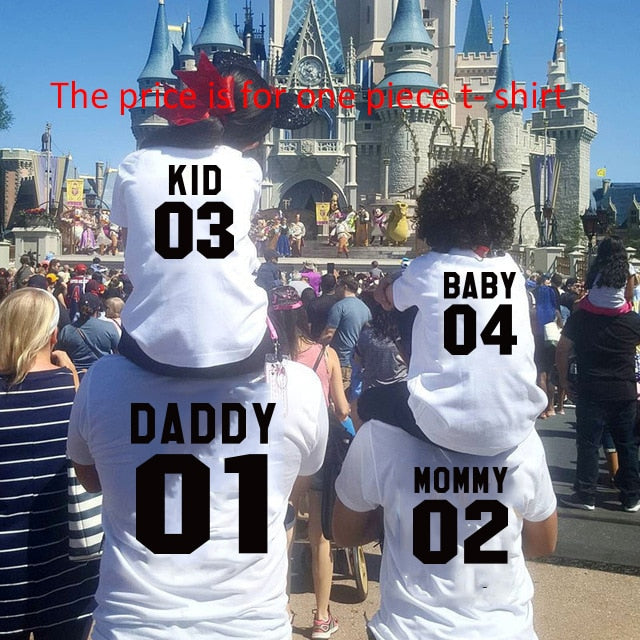 Family Matching Clothes Family Look Cotton T-shirt DADDY MOMMY KID BABY Funny Letter Print Number Tops Tees Summer