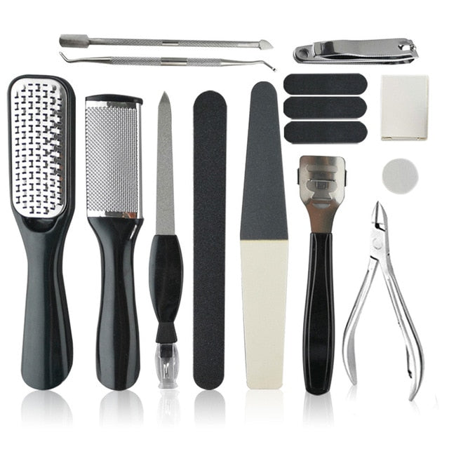 15/10pcs Foot Manicure Set Dead Skin Callus Removal Cuticles Peeling Foot Scrubber Feet Care Pedicure Tools Kit Machine