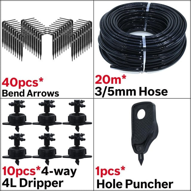 Greenhouse Drip Irrigation 4-way 3/5mm Drip Arrow 2-way Transmitter Irrigation Watering System for Pot Garden Lawn 10set/20set
