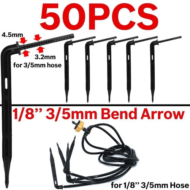 Greenhouse Drip Irrigation 4-way 3/5mm Drip Arrow 2-way Transmitter Irrigation Watering System for Pot Garden Lawn 10set/20set