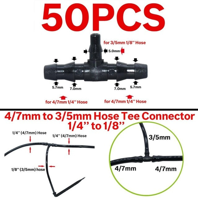 Greenhouse Drip Irrigation 4-way 3/5mm Drip Arrow 2-way Transmitter Irrigation Watering System for Pot Garden Lawn 10set/20set