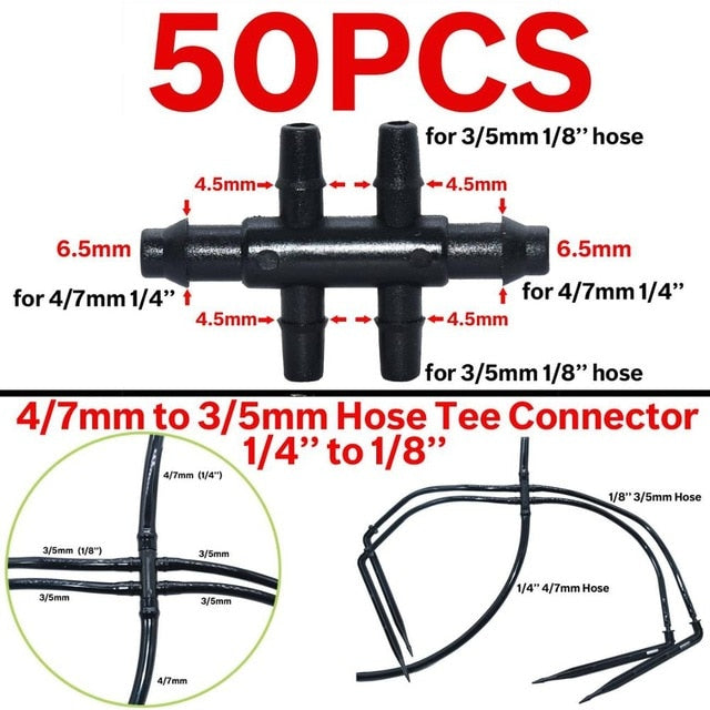 Greenhouse Drip Irrigation 4-way 3/5mm Drip Arrow 2-way Transmitter Irrigation Watering System for Pot Garden Lawn 10set/20set
