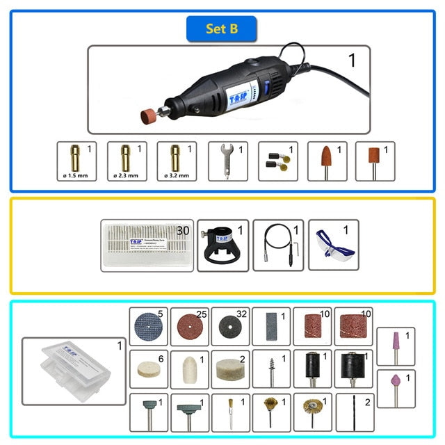 TASP 230V 130W Dremel Rotary Tool Set Electric Mini Drill Engraver Kit with Accessories Power Tools for Craft Projects