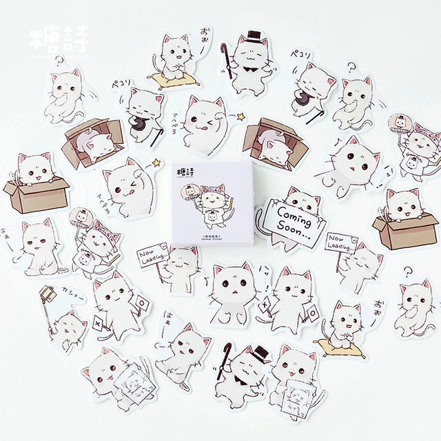 Cute cat Label Kawaii Diary Handmade Adhesive Paper Flake Japan Vintage box mini Sticker Scrapbooking Stationery