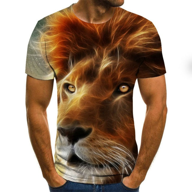 Fun animal graphic T-shirt 3D printed Harajuku tops Summer men's T-shirt casual round neck shirt fashion streetwear