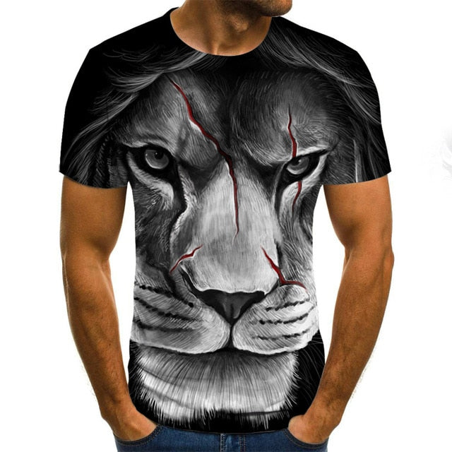 Fun animal graphic T-shirt 3D printed Harajuku tops Summer men's T-shirt casual round neck shirt fashion streetwear