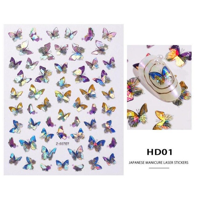 1/30 Sheets Nail Art Stickers Transfer Decals Butterfly Designs Watermark Manicure Tips Decorations Supplies