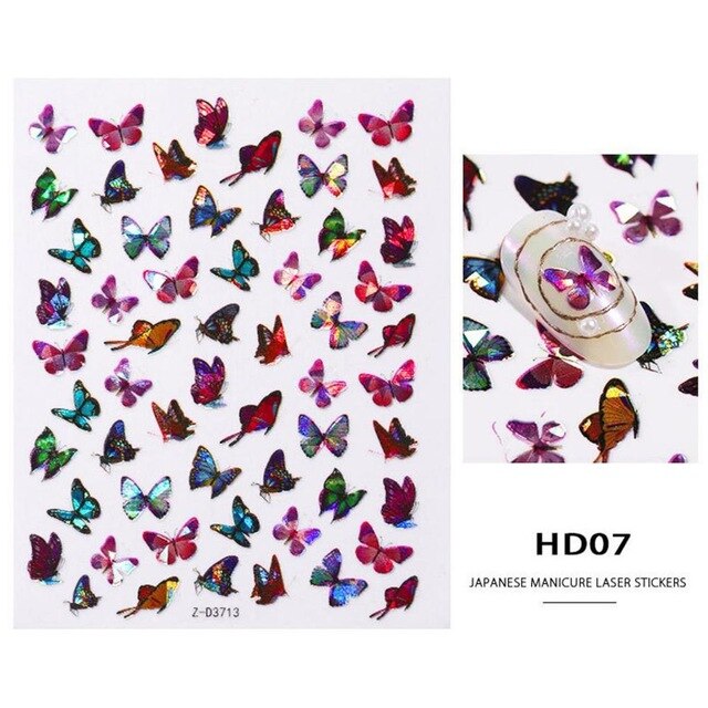 1/30 Sheets Nail Art Stickers Transfer Decals Butterfly Designs Watermark Manicure Tips Decorations Supplies