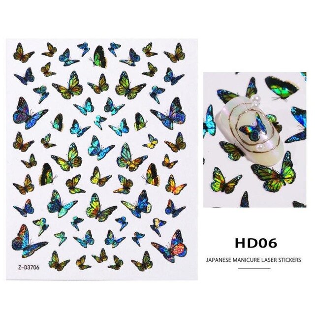 1/30 Sheets Nail Art Stickers Transfer Decals Butterfly Designs Watermark Manicure Tips Decorations Supplies
