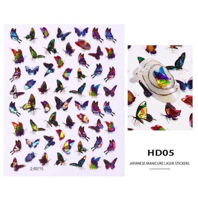 1/30 Sheets Nail Art Stickers Transfer Decals Butterfly Designs Watermark Manicure Tips Decorations Supplies