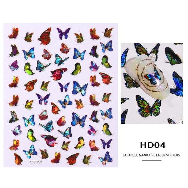 1/30 Sheets Nail Art Stickers Transfer Decals Butterfly Designs Watermark Manicure Tips Decorations Supplies