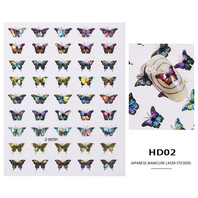 1/30 Sheets Nail Art Stickers Transfer Decals Butterfly Designs Watermark Manicure Tips Decorations Supplies
