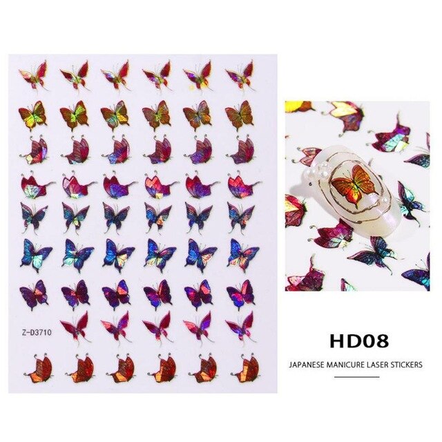 1/30 Sheets Nail Art Stickers Transfer Decals Butterfly Designs Watermark Manicure Tips Decorations Supplies