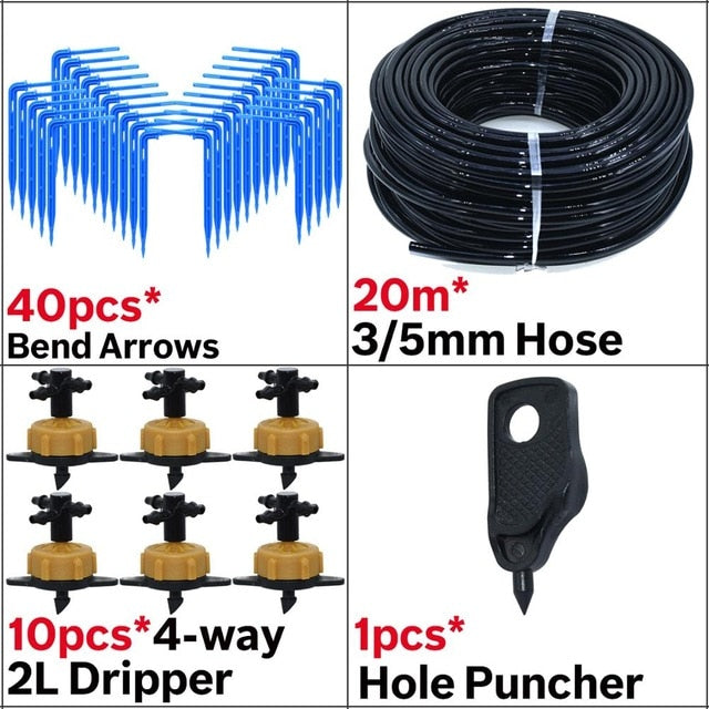 Greenhouse Drip Irrigation 4-way 3/5mm Drip Arrow 2-way Transmitter Irrigation Watering System for Pot Garden Lawn 10set/20set