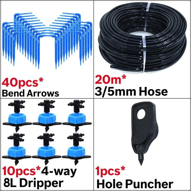 Greenhouse Drip Irrigation 4-way 3/5mm Drip Arrow 2-way Transmitter Irrigation Watering System for Pot Garden Lawn 10set/20set