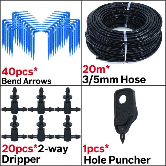 Greenhouse Drip Irrigation 4-way 3/5mm Drip Arrow 2-way Transmitter Irrigation Watering System for Pot Garden Lawn 10set/20set
