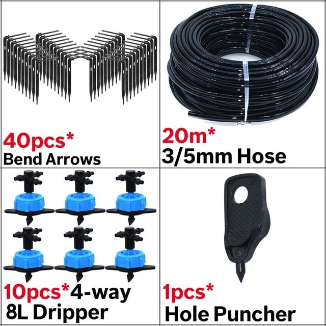 Greenhouse Drip Irrigation 4-way 3/5mm Drip Arrow 2-way Transmitter Irrigation Watering System for Pot Garden Lawn 10set/20set