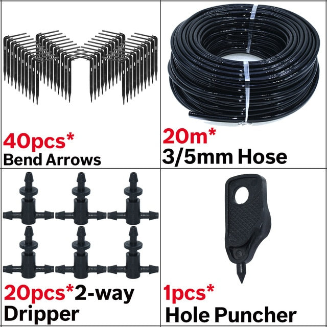 Greenhouse Drip Irrigation 4-way 3/5mm Drip Arrow 2-way Transmitter Irrigation Watering System for Pot Garden Lawn 10set/20set