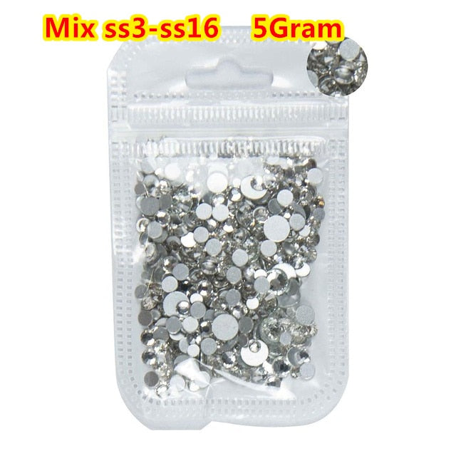 SS3-ss8 1440pcs Clear Crystal AB gold 3D Non HotFix FlatBack Nail Art Rhinestones Decorations Shoes And Dancing Decoration