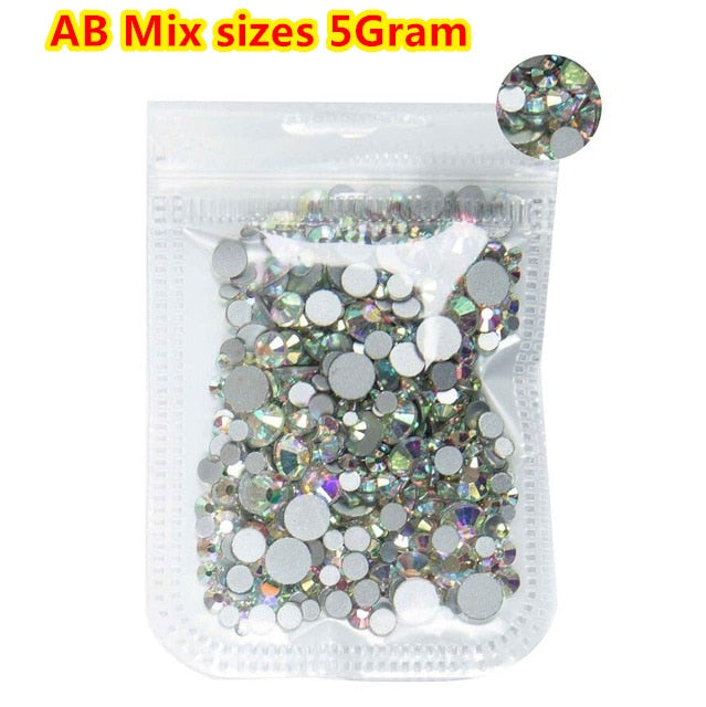SS3-ss8 1440pcs Clear Crystal AB gold 3D Non HotFix FlatBack Nail Art Rhinestones Decorations Shoes And Dancing Decoration