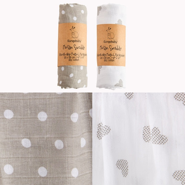 2 pieces/pack Kangobaby muslin baby swaddle Blanket Newborn Baby Bath Towel Swaddle Blankets Multi Designs Functions Baby Wrap