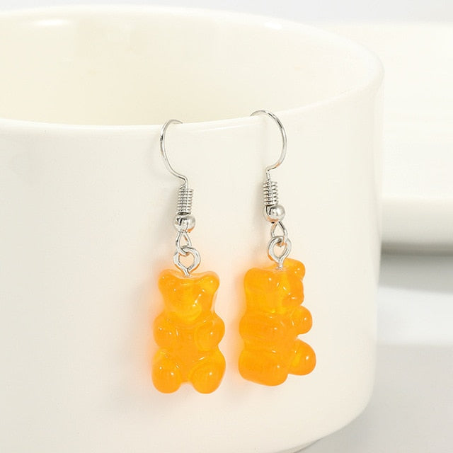 originality statement minimalist dangle earring jelly Polychromatic Bear drop earrings fashion minimalist stud earings for women