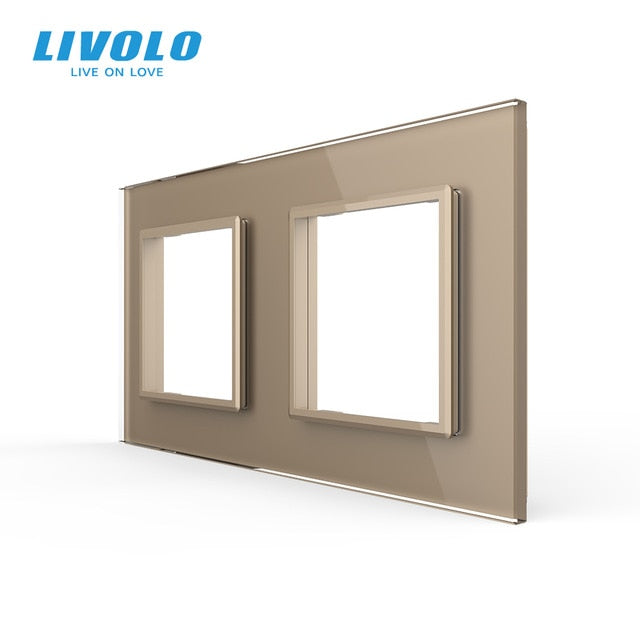 Livolo Luxury White Pearl Crystal Glass, EU standard, Double Glass Panel For Wall Switch&Socket, C7-2SR-11 (4 Colors)
