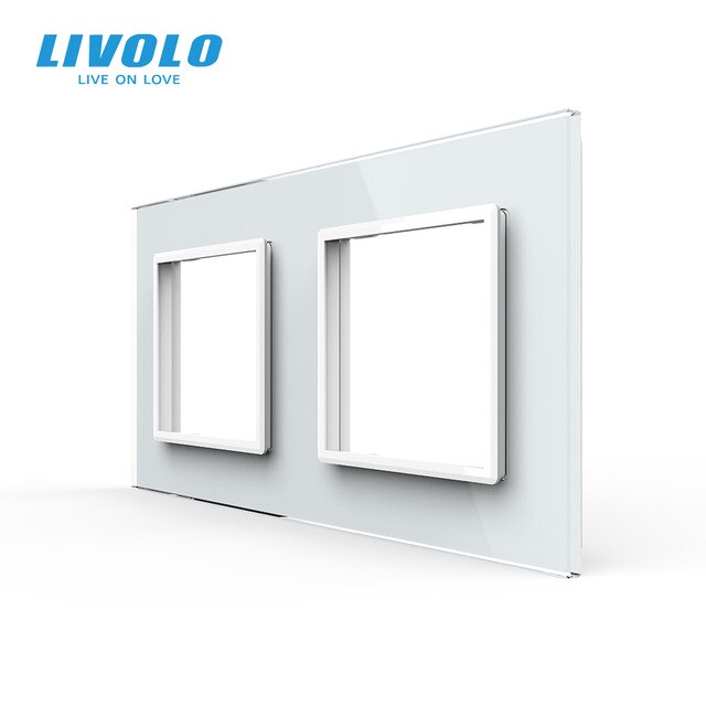 Livolo Luxury White Pearl Crystal Glass, EU standard, Double Glass Panel For Wall Switch&Socket, C7-2SR-11 (4 Colors)