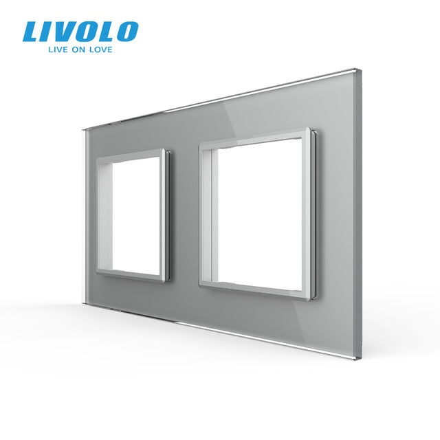 Livolo Luxury White Pearl Crystal Glass, EU standard, Double Glass Panel For Wall Switch&Socket, C7-2SR-11 (4 Colors)
