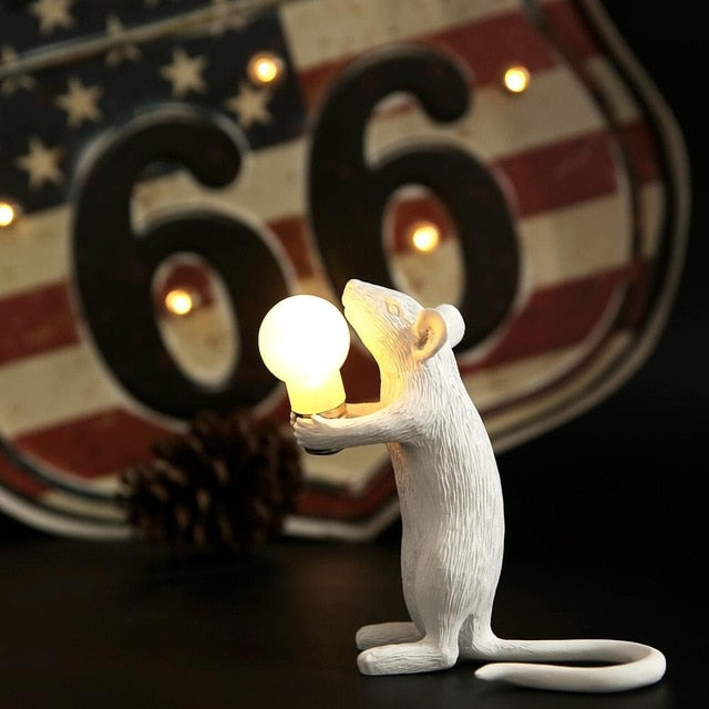 SELETTI Modern Resin Mouse Table Lamp LED E12 mouse Table Lamps Desk Nordic Kids' Room Decor LED Night Lights EU/AU/US/UK Plug