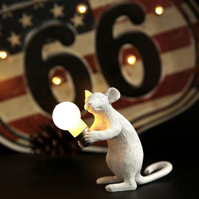 SELETTI Modern Resin Mouse Table Lamp LED E12 mouse Table Lamps Desk Nordic Kids' Room Decor LED Night Lights EU/AU/US/UK Plug