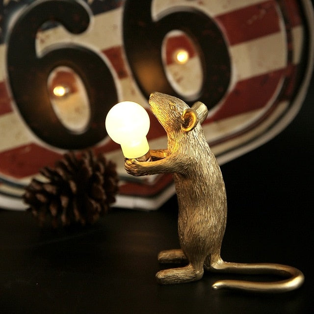 SELETTI Modern Resin Mouse Table Lamp LED E12 mouse Table Lamps Desk Nordic Kids' Room Decor LED Night Lights EU/AU/US/UK Plug
