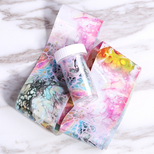 1 Roll Pink Gold Sliver Nail Foils Sparkly Sky Glitter Nail Art Transfer Stickers Slider Paper Nail Art Manicures Decoration New