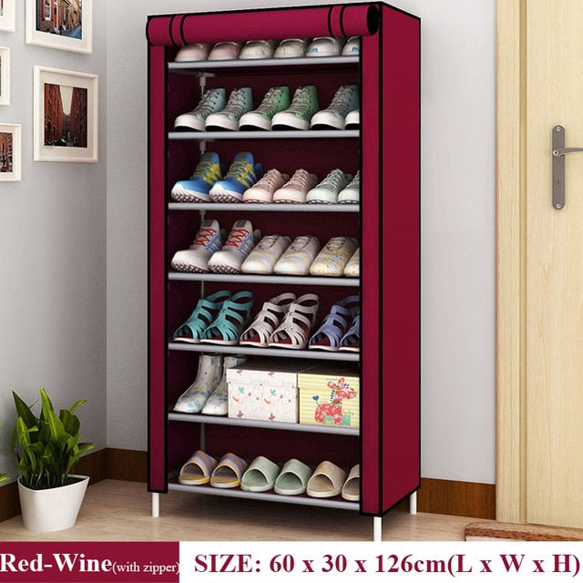 Multilayer Shoe Rack Detachable Dustproof Nonwoven Fabric Shoe Cabinet Home Standing Space-saving Stand Holder Shoes Organizer