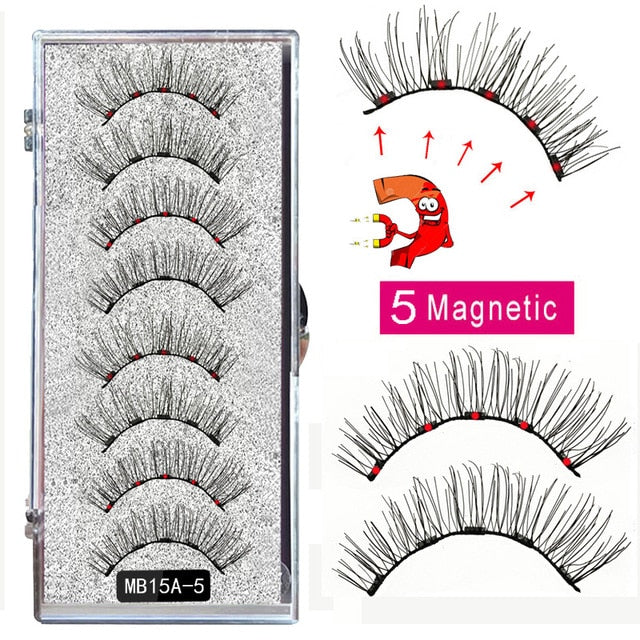 New MBA 5 Magnetic Eyelashes Curler Set Long 3D Mink Magnetic lashes Wear faux cils magnetique Natural Thick False Eyelashes