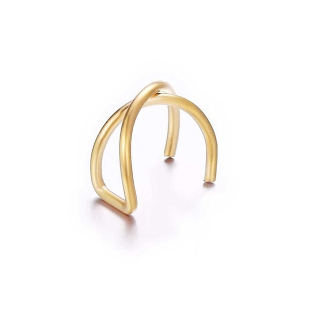Fashion Gold Leaf Clip Earring For Women Without Piercing Puck Rock Vintage Crystal Ear Cuff Girls Jewerly Gifts