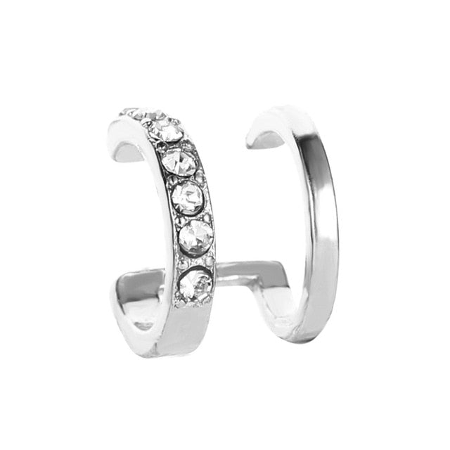 Fashion Gold Leaf Clip Earring For Women Without Piercing Puck Rock Vintage Crystal Ear Cuff Girls Jewerly Gifts