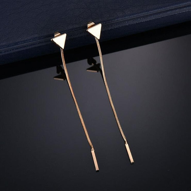 Fashion Triangle Earrings Chain Tassel Earrings For Women Jewelry Temperament Simple Long Earrings Boucle D'oreille Femme 2019