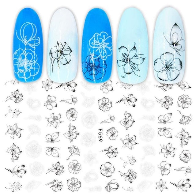 Gold 3D Nail Sticker Curve Stripe Lines Nails Stickers Gradient Adhesive Striping Tape Nail Foil Nail Art Stickers Decals Silver