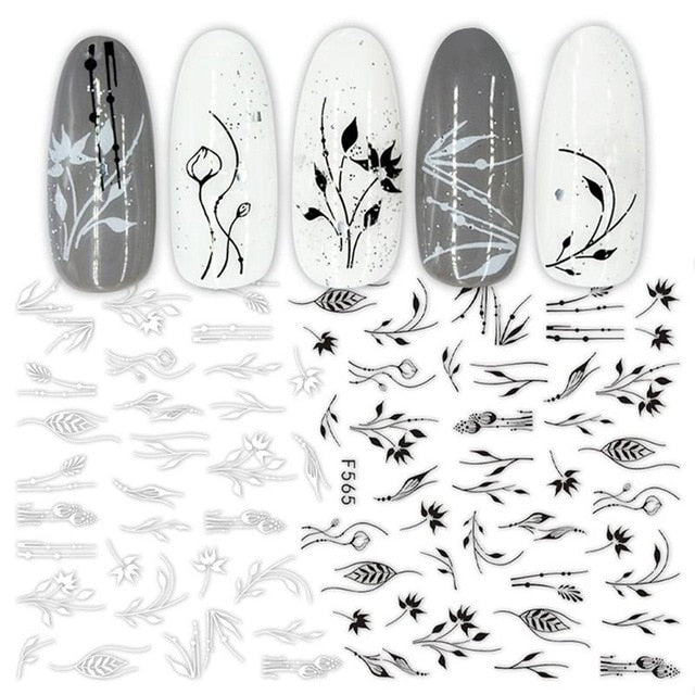 Gold 3D Nail Sticker Curve Stripe Lines Nails Stickers Gradient Adhesive Striping Tape Nail Foil Nail Art Stickers Decals Silver