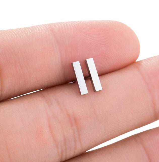 SMJEL Stainless Steel Earrings Geometric Women Men Hip hop Black Star Moon Stud Earring Fashion Jewelry Best Gift for Friend