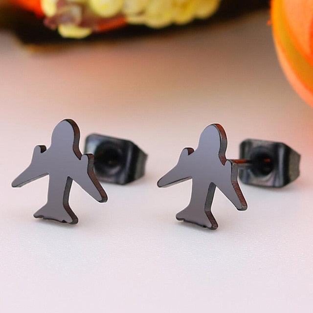 SMJEL Stainless Steel Earrings Geometric Women Men Hip hop Black Star Moon Stud Earring Fashion Jewelry Best Gift for Friend