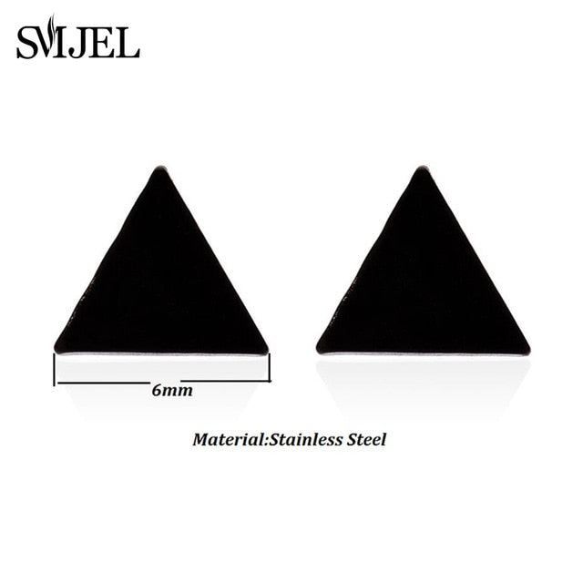 SMJEL Stainless Steel Earrings Geometric Women Men Hip hop Black Star Moon Stud Earring Fashion Jewelry Best Gift for Friend