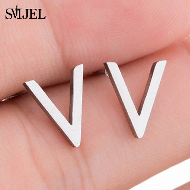 SMJEL Stainless Steel Earrings Geometric Women Men Hip hop Black Star Moon Stud Earring Fashion Jewelry Best Gift for Friend