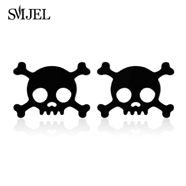 SMJEL Stainless Steel Earrings Geometric Women Men Hip hop Black Star Moon Stud Earring Fashion Jewelry Best Gift for Friend