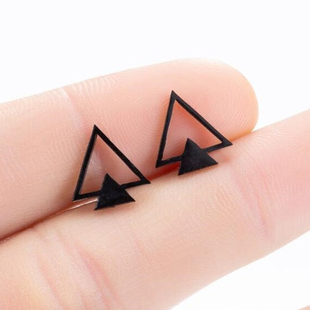 SMJEL Stainless Steel Earrings Geometric Women Men Hip hop Black Star Moon Stud Earring Fashion Jewelry Best Gift for Friend