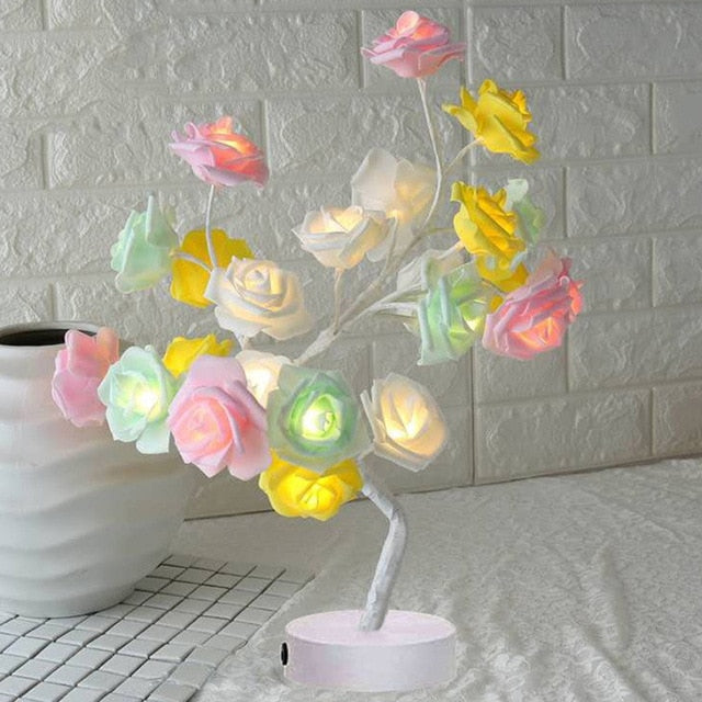 LED Table Lamp Rose Flower Tree USB Night Lights Home Decoration LED Table Lights Parties Xmas Christmas Wedding Bedroom Decor
