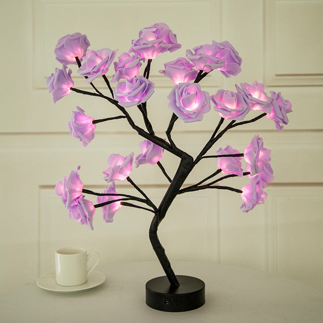 LED Table Lamp Rose Flower Tree USB Night Lights Home Decoration LED Table Lights Parties Xmas Christmas Wedding Bedroom Decor