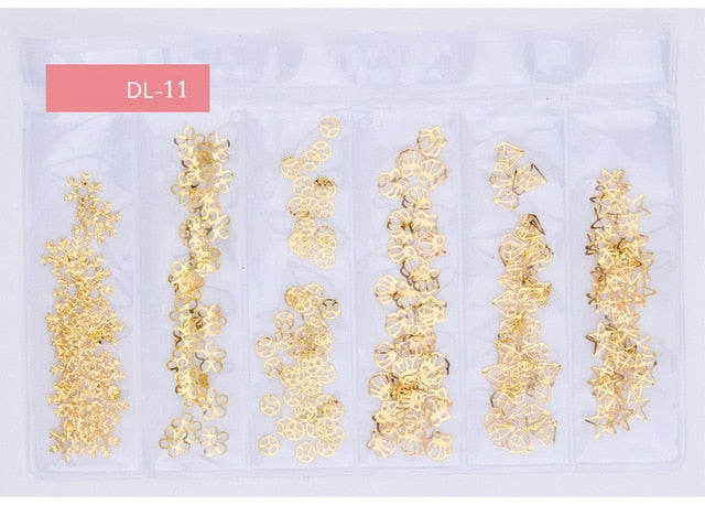 Star Month Hollow Gold and Silver Nail Art Metal Shell 3D Nail Decoration Studs Rhinestones Nail Art Design Charms Stone 1 Bag