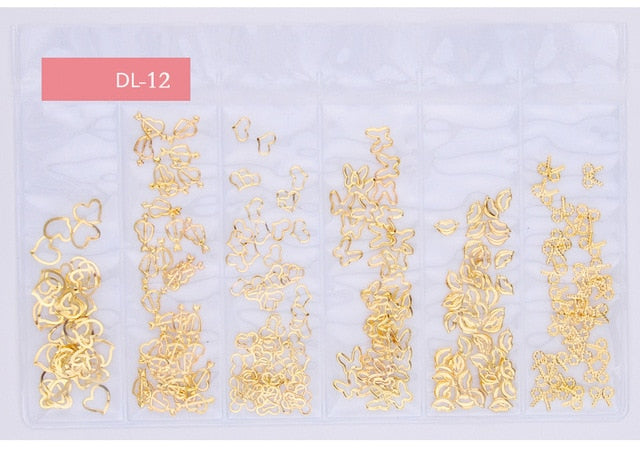 Star Month Hollow Gold and Silver Nail Art Metal Shell 3D Nail Decoration Studs Rhinestones Nail Art Design Charms Stone 1 Bag